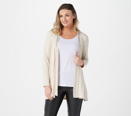 As Is Dennis Basso Soft Touch Cardigan with Embellishment