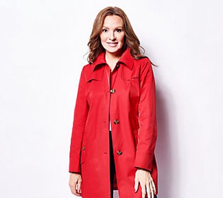As Is Dennis Basso WaterRepellent ButtonFrontJacket