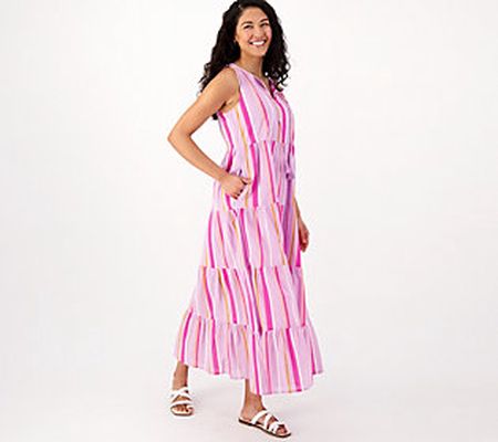 As Is Destination 365 Petite Striped Tiered Maxi Dress