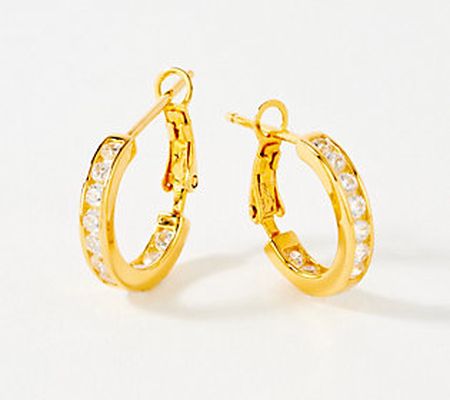 As Is Diamonique 0.5" Round Cut Channel Set Hoops, Sterl