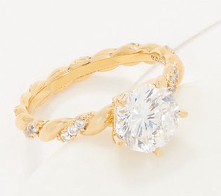 As Is Diamonique 92 Facet Blossom Cut Bridal Ring, Sterling