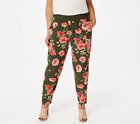 As Is Du Jour Pull-On Floral Printed Woven Ankle Pants