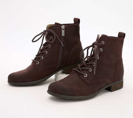 As Is Earth Leather Lace-Up Ankle Boots-Janel