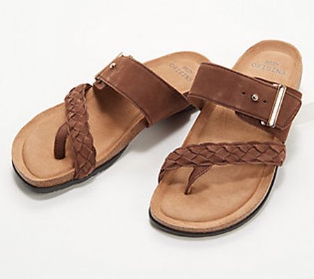 As Is Earth Origins Braided Leather Toe-Post Sandals- Onida