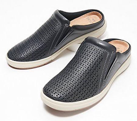 As Is Earth Origins Perforated Leather Slip- On Clogs