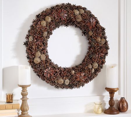 As Is Ebenezer & Co. 28" Natural Pinecone Wreath