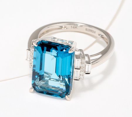 As Is Effy Showstopper Emerald Cut Gemstone &Diamond Ring