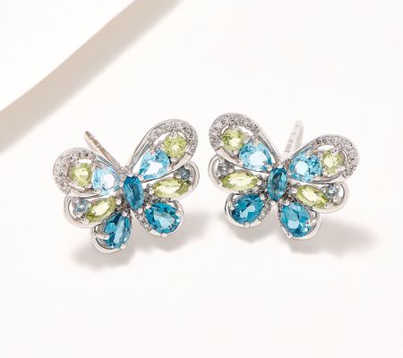 As Is Effy Topaz, Peridot & Diamond Butterfly Stud Earrings