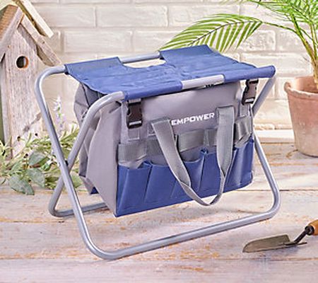 As Is EMPOWER Folding Garden Stool w/Removabl Tote Bag