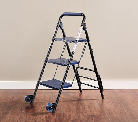 As Is EMPOWER Multi-Function 3-Step Ladder w/HandTruckWheels