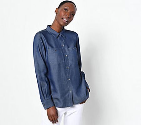 As Is Encore by Idina Menzel Button FrontLong SlvDenimShirt