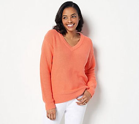 As Is Encore by Idina Menzel Relaxed Cotton V-Neck Sweater