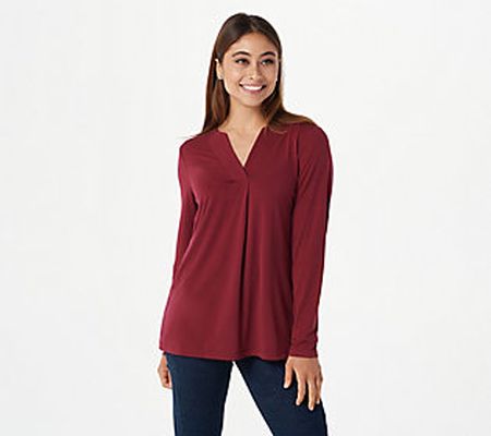 As Is Every Day by Susan Graver Liquid KnitSplit Neck Top