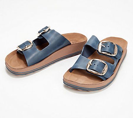 As Is Fantasy Sandals Leather Buckle Slide Sandals