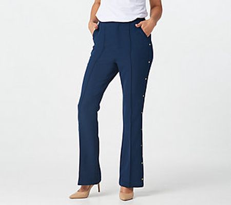 As Is G.I.L.I. Petite Boot-Cut Pants w/Button Detail