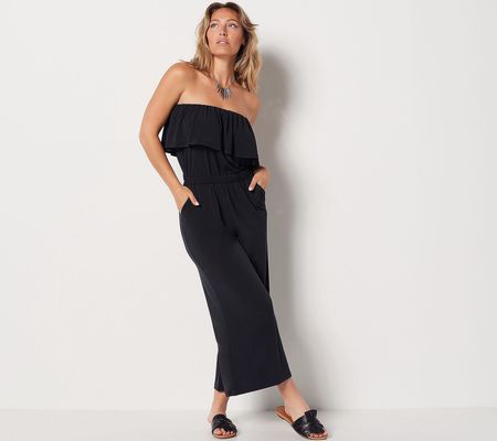 As Is G.I.L.I. Petite Strapless Jumpsuit w/ Ruffle