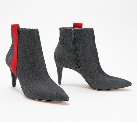 As Is G.I.L.I. Pointed Toe Ankle Booties withStripe Detail