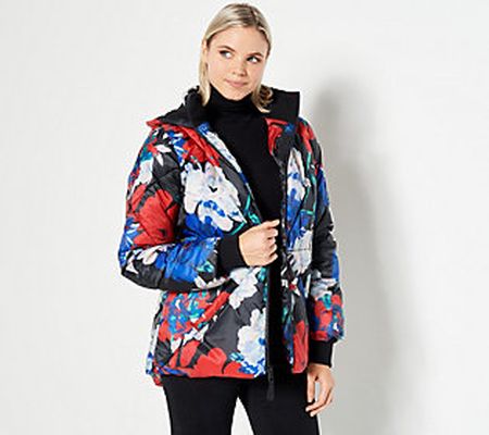 As Is G.I.L.I. Printed Zip Front Puffer