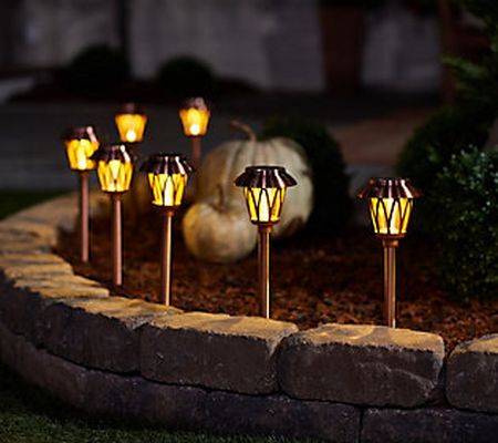 As Is Garden Reflections 8- Piece Solar Round Pathway Lights