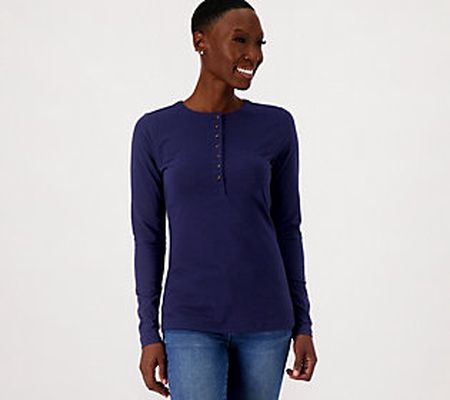 As Is Girl With Curves Jersey Knit Henley Top