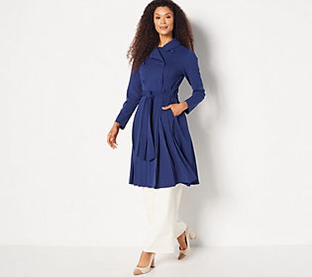 As Is Girl With Curves Knit Crepe Trench Dress