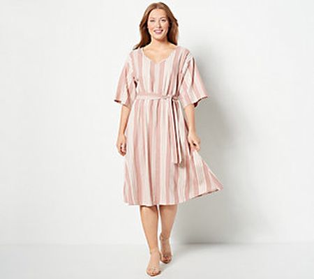 As Is Girl With Curves Linen Blend Petite Midi Dress