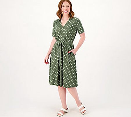 As Is Girl With Curves Petite Collared Knit Midi ShirtDress