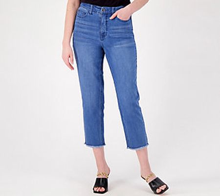 As Is Girl With Curves Petite Straight Crop Raw Hem Jean
