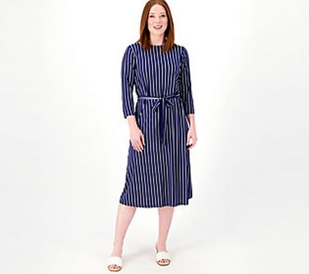 As Is Girl With Curves Petite Striped Knit Jersey Dress
