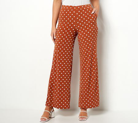 As Is Girl with Curves Petite Wide Leg Print Knit Pants