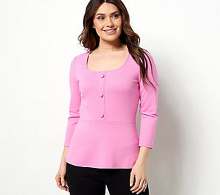 As Is Girl With Curves Ponte Knit Square Neck Top