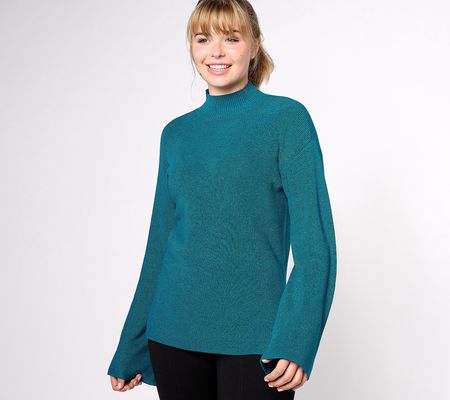 As Is Girl With Curves TurtleneckSwingSweater with Side Slit