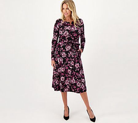 As Is Girl With Curves Zip Front PonteRegular Midi Dress