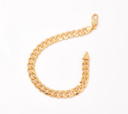 As Is Gold One 1K Gold Men's Curb Link 8-1/2" Bracelet,16.5g