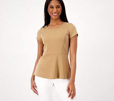 As Is GRAVER Susan Graver LK Fusion Cap-SlvPeplum Top