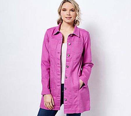 As Is GRAVER Susan Graver Petite StretchDenim Long Jacket