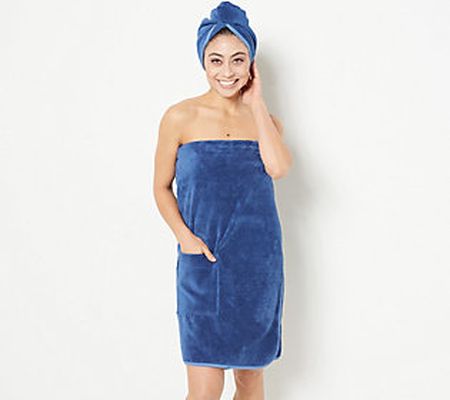 As Is Home Reflections Bath Wrap and Towel Hair Wrap Set