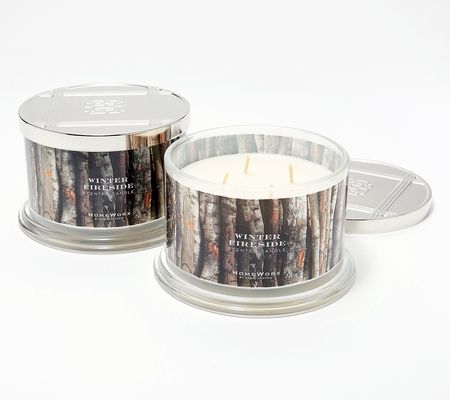 As Is HomeWorx by Harry Slatkin S/2 WinterFireside Candle