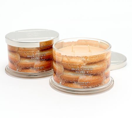 As Is HomeWorx by Slatkin & Co. S/2 Hot CiderDonut Candles