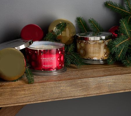 As Is HomeWorx by Slatkin & Co. S/2 Mixed Holiday Candles