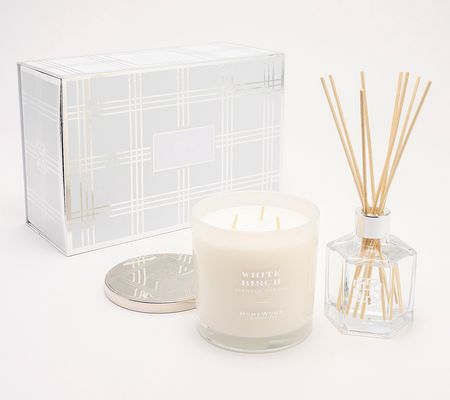 As Is HomeWorx by Slatkin & Co. White Birch Candle Set