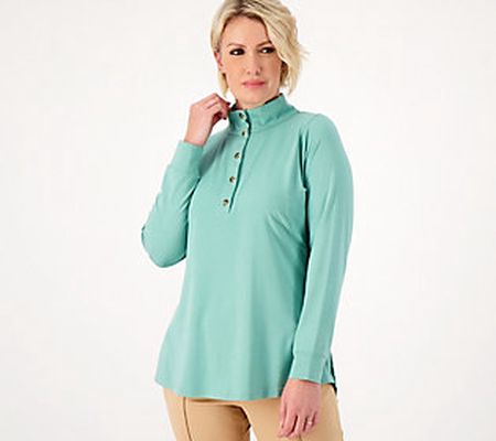 As Is Isaac Mizrahi Live Button Front Half Placket Tunic