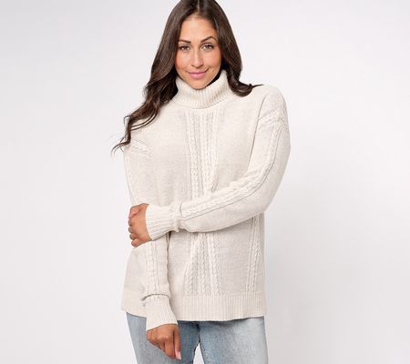 As Is Isaac Mizrahi Live!CableStitchTurtlenk Sweater