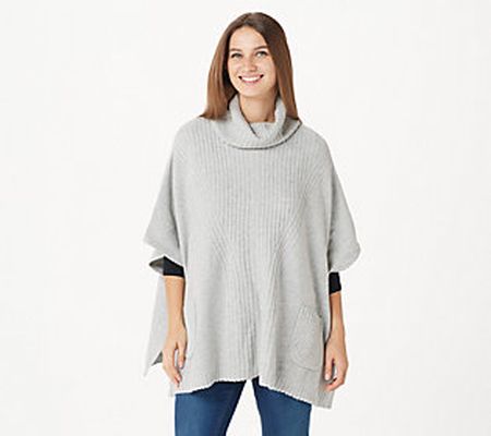 As Is Isaac Mizrahi Live] Cowl Neck Sweater Poncho