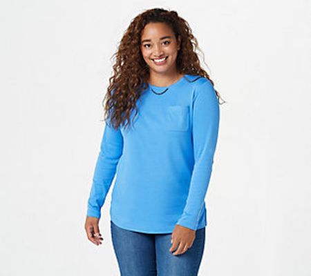As Is Isaac Mizrahi Live! Essentials PocketLng Slv.KnitTop