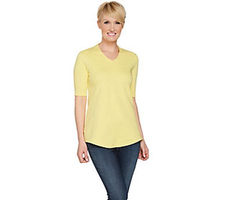 As Is Isaac Mizrahi Live] Essentials V-Neck Elbow Slv Tunic