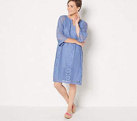 As Is Isaac Mizrahi Live! Extended Shouder Lace Dress