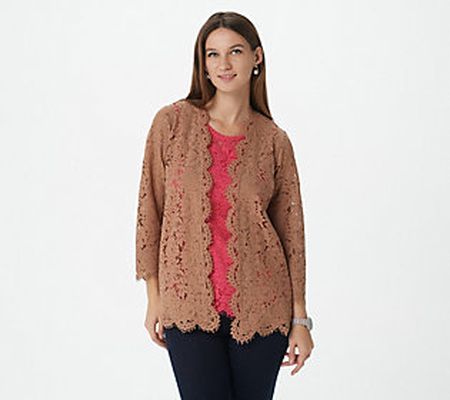 As Is Isaac Mizrahi Live] Lace Open-Front Topper