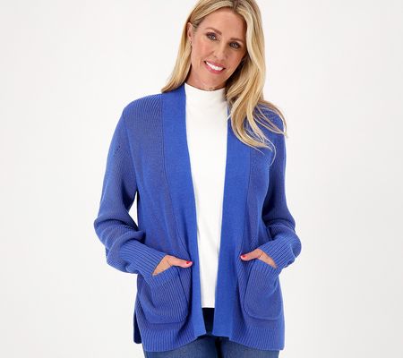 As Is Isaac Mizrahi Live! Open Front Shaker Sweater Cardi