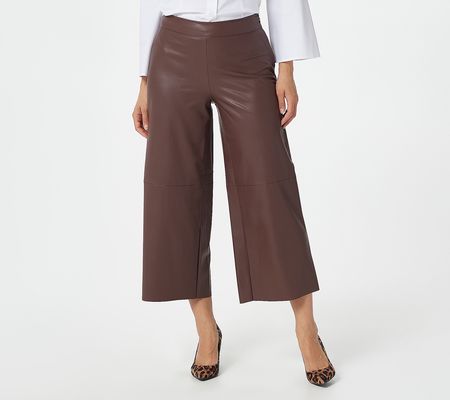 As Is Isaac Mizrahi Live! Petite Faux Leather Culotte Pants